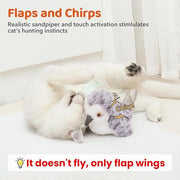 Cat Toys Flapping Bird No Flying,Lifelike Sandpiper Chirp Tweet, Rechargeable Touch Activated Kitten Toy Interactive Cat Exercise Toys For All Breeds Cat Kicker Catnip Toys