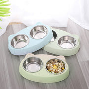 Double Bowls, Stainless Steel Pet Food Bowl Water Bowl