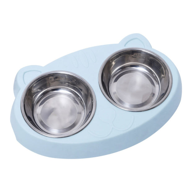 Double Bowls, Stainless Steel Pet Food Bowl Water Bowl