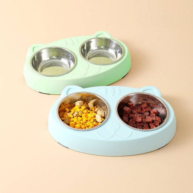 Double Bowls, Stainless Steel Pet Food Bowl Water Bowl